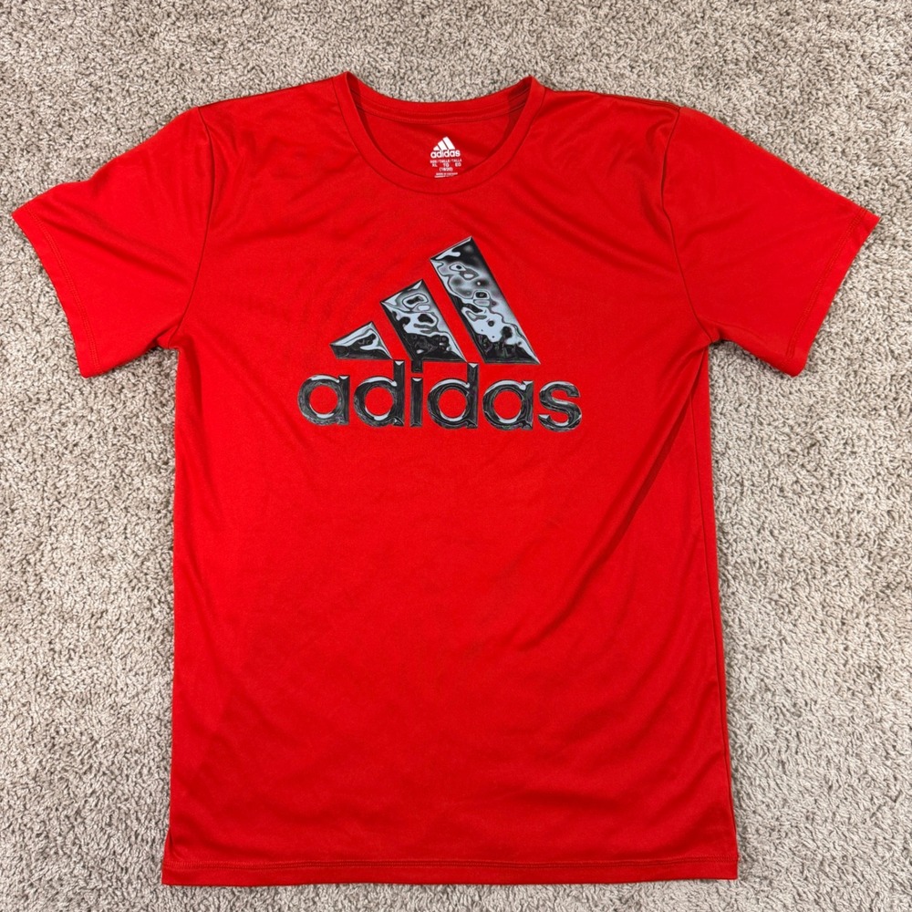 Adidas Graphic T-Shirt Kids XL 18/20 Red Excellent Short Sleeve AG6313 Logo